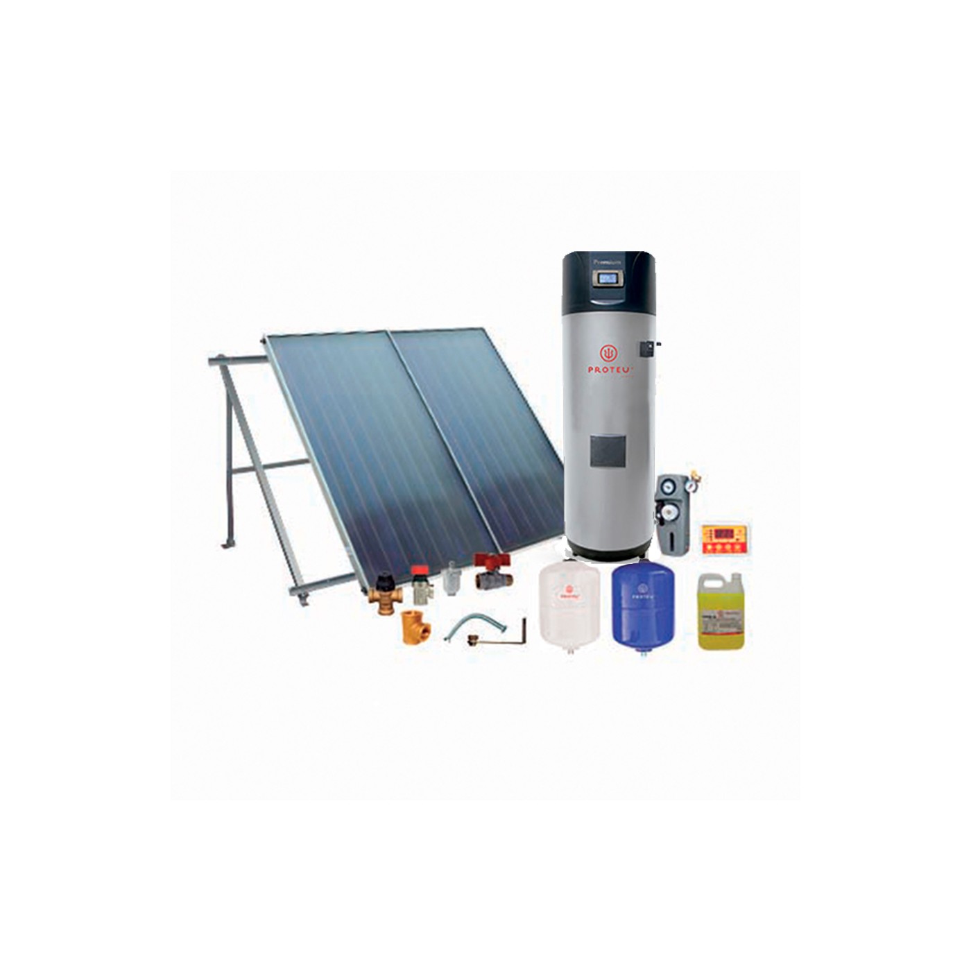 Proteu® Kit Solar Ártico C/Bomba Calor 500L 2 Painéis